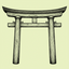 Ilustración de torii japonés, símbolo tradicional de Japón.