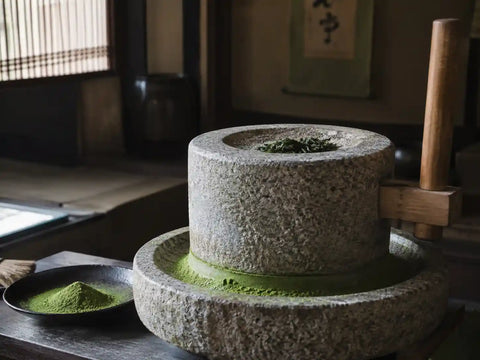 molino tradicional para hacer matcha