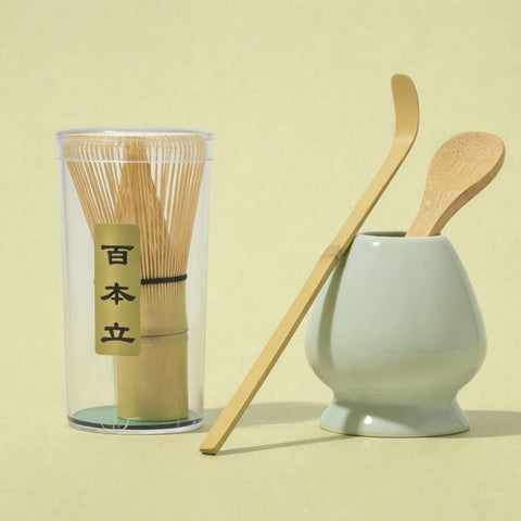 Mini kit de herramientas para preparar té matcha con chasen, chashaku y soporte