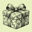 Icono de caja de regalo para kit de té matcha.